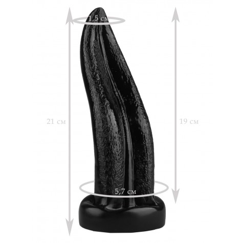 Черная изогнутая анальная втулка-язык - 21 см.